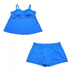 Denim Co Beach Ruffled Layers Tankini NWOT